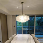 French Capiz Shell Spiral Chandelier in Chrome and Gold for Bedroom