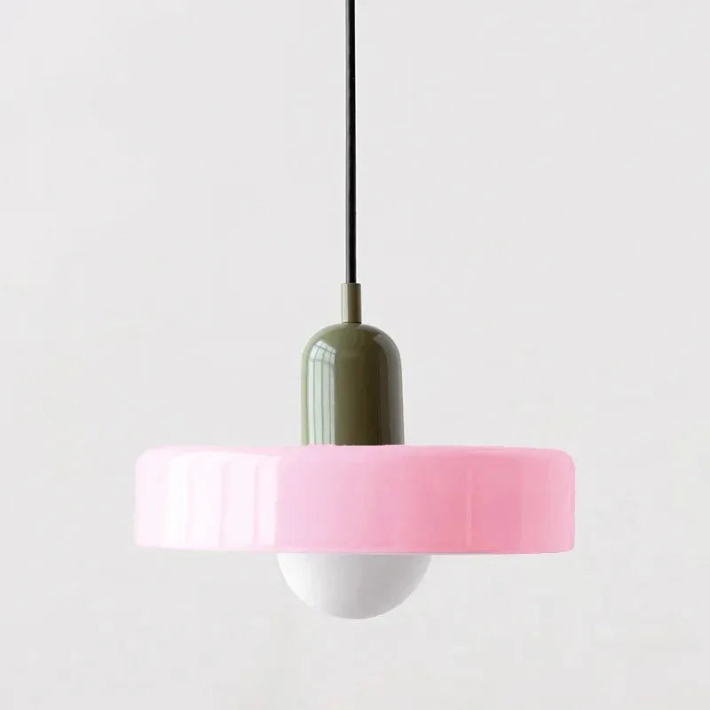 Retro Two Tone Glass Mushroom Pendant Light for Cafe and Dining Room