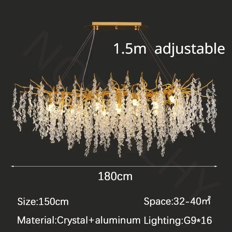 Branch-Shaped Modern Crystal LED Chandelier Pendant Light