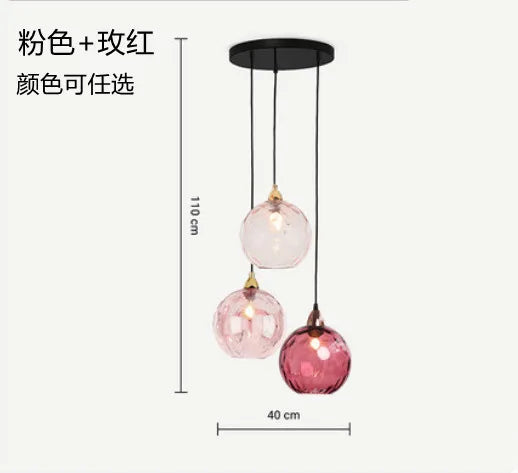 Nordic Dimpled Glass Ball Pendant Light in Jewel Colors for Kitchen