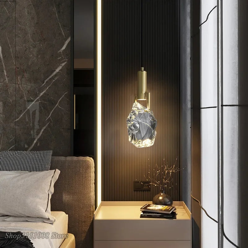 Crystal Glass Pendant Light for Bedroom & Dining