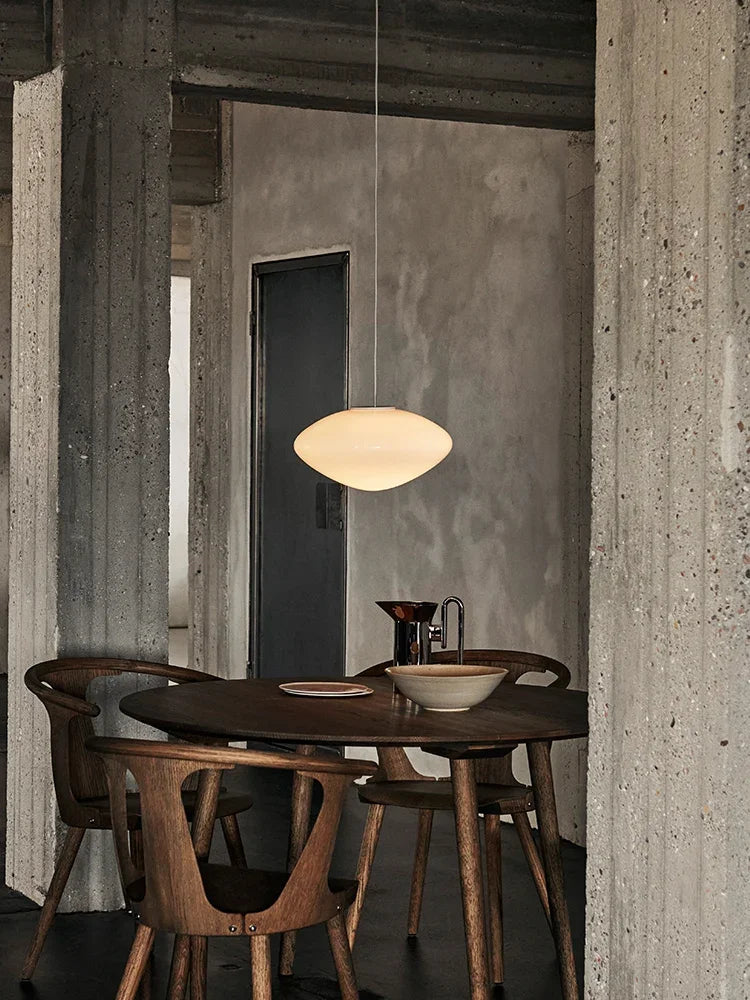 Danish Designer Opal Glass Teardrop Pendant Light for Dining Table