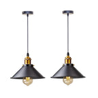 Retro Industrial Black Cone Pendant Light with Brass Fitting for Kitchen