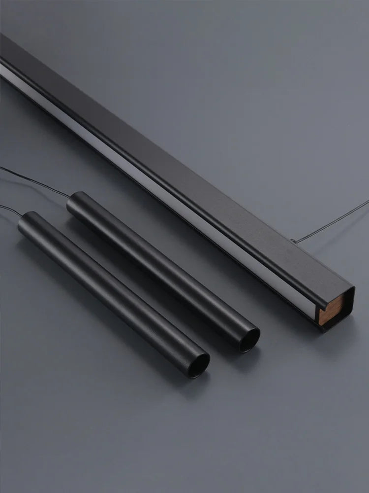Minimalist Black Aluminum Linear Pendant Light