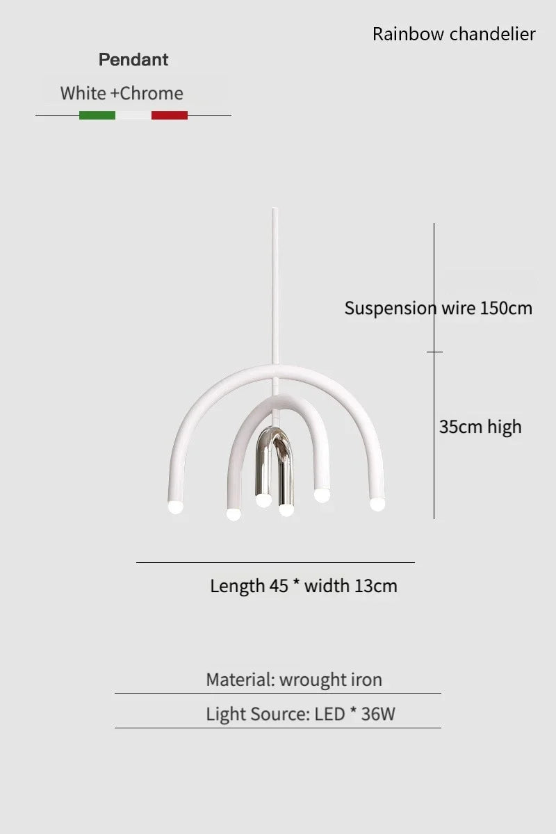 Modern Arch Tube LED Chandelier in Pastel Colors for Kids Room