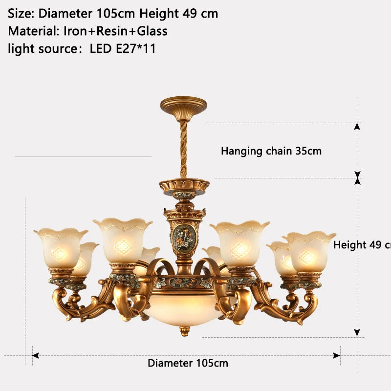European Retro Iron Resin Pendant Lamp