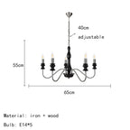 Retro Metal Chandelier with Dark Wood Accents