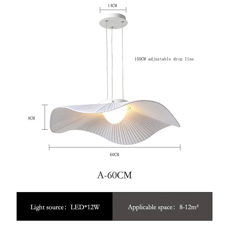 Minimalist White Fabric Pendant Light for Dining Room
