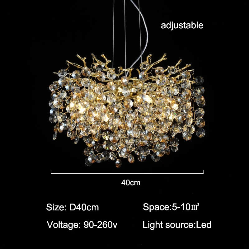 Modern Gold Branch Crystal Chandelier for Dining Room