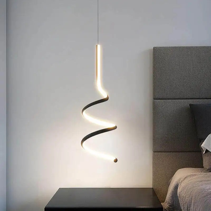 Nordic LED Spiral Pendant Light for Bedroom