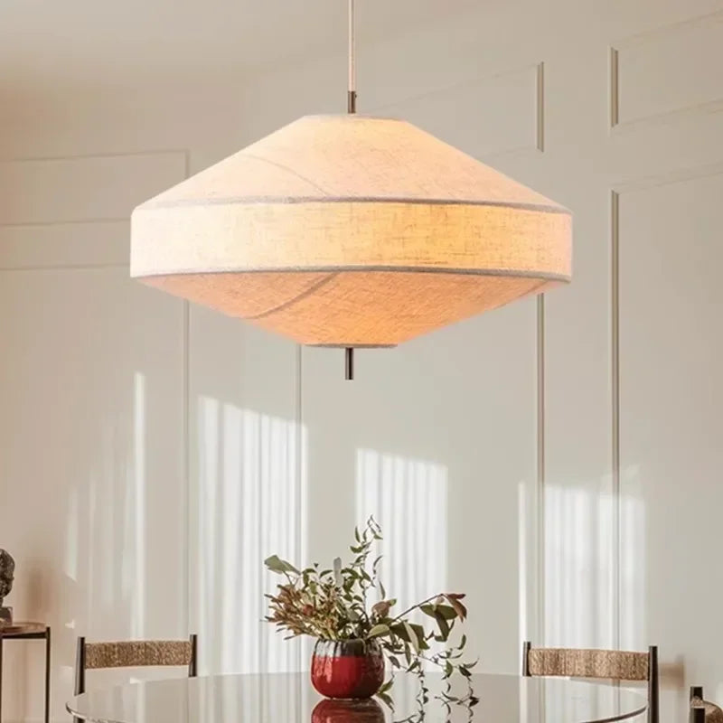Minimalist Fabric Pendant Light with Iron Frame
