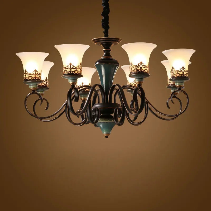 Vintage Ceramic Iron Chandelier Pendant Light