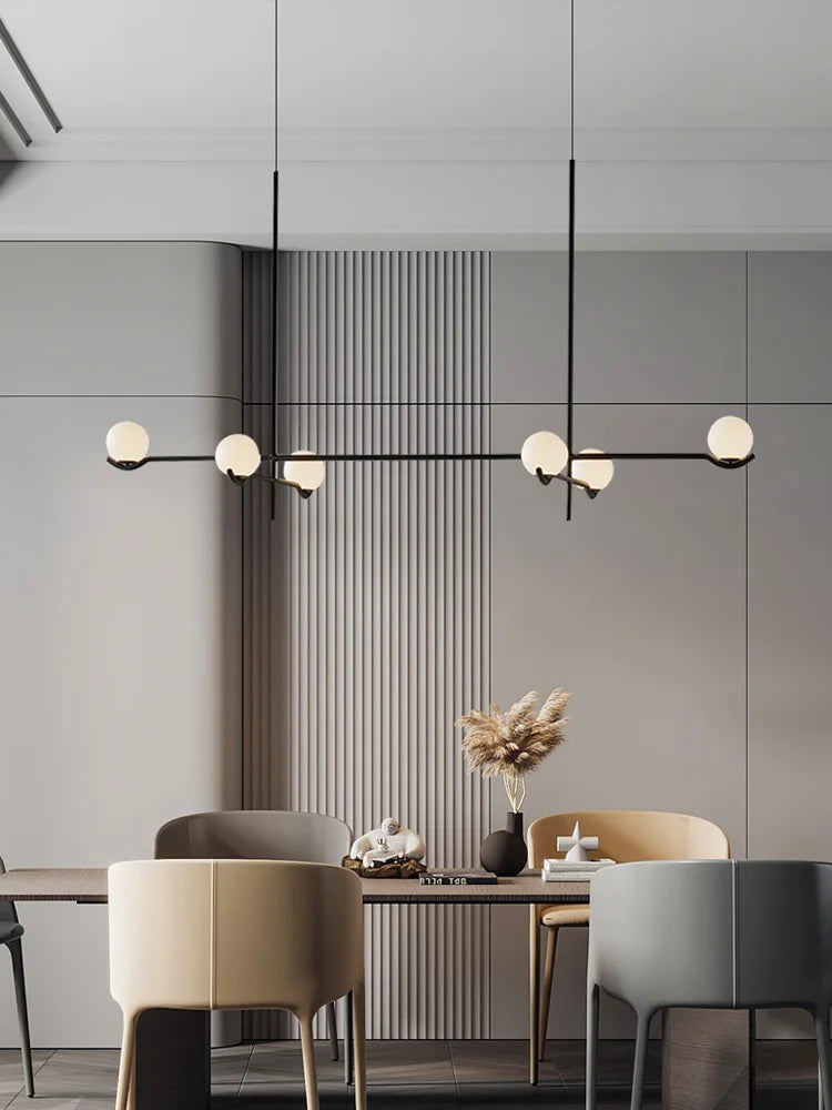 Lámpara colgante minimalista de hierro y cristal para sala de estar
