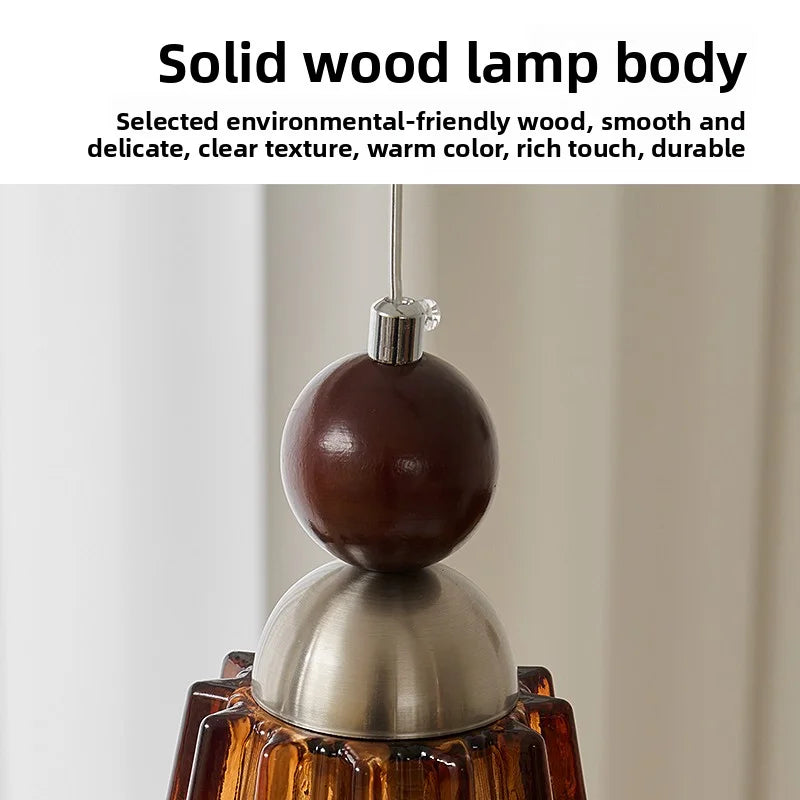 Vintage Glass Pendant Light with Iron Frame