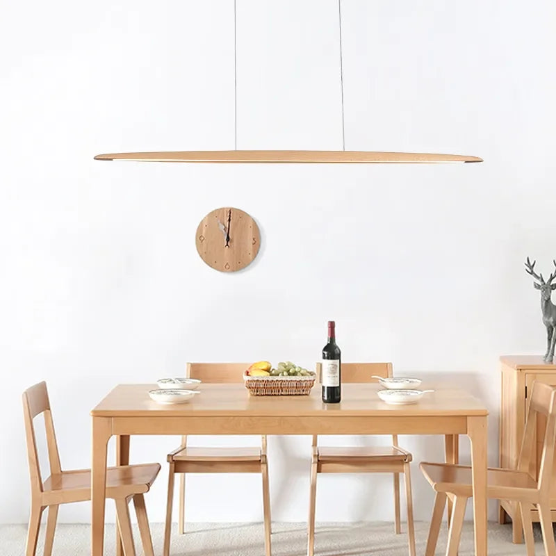 Nordic Wood Pendant Light Linear LED Hanging Lamp