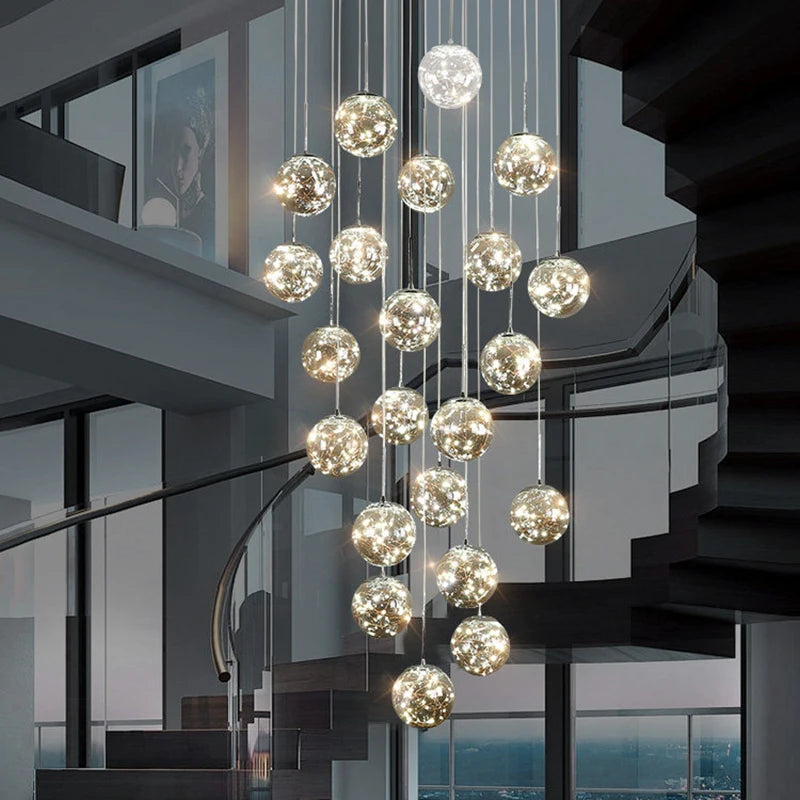 Nordic Glass Sphere Pendant Light for Stairwell