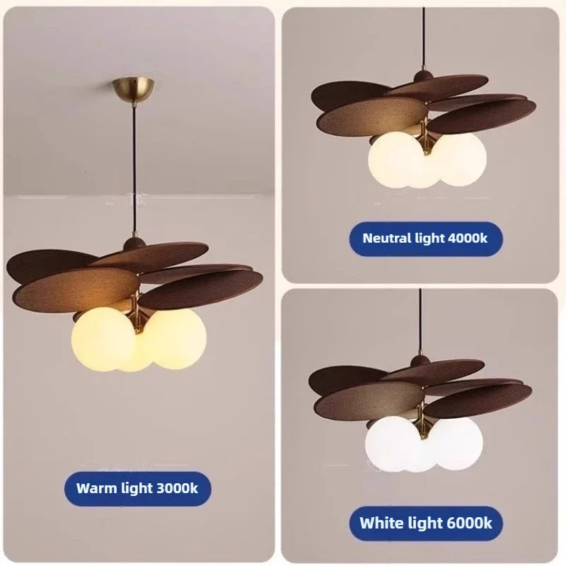 Retro Wood Pendant Light with Glass Globes