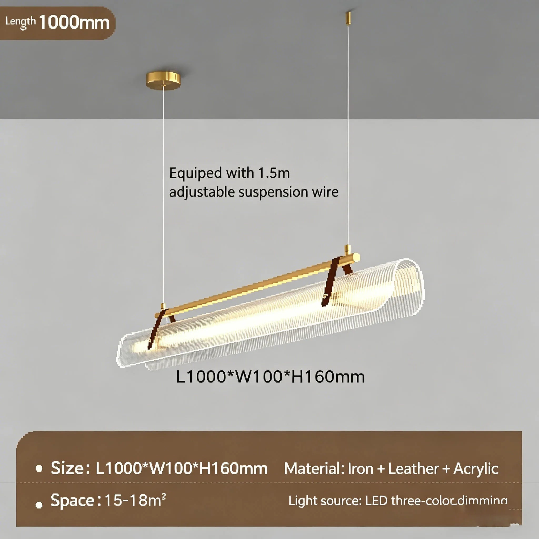 Lámpara colgante minimalista de cristal acrílico para comedor