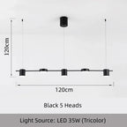 Modern Linear Disc Spotlight Chandelier in Black and Gold for Dining Table