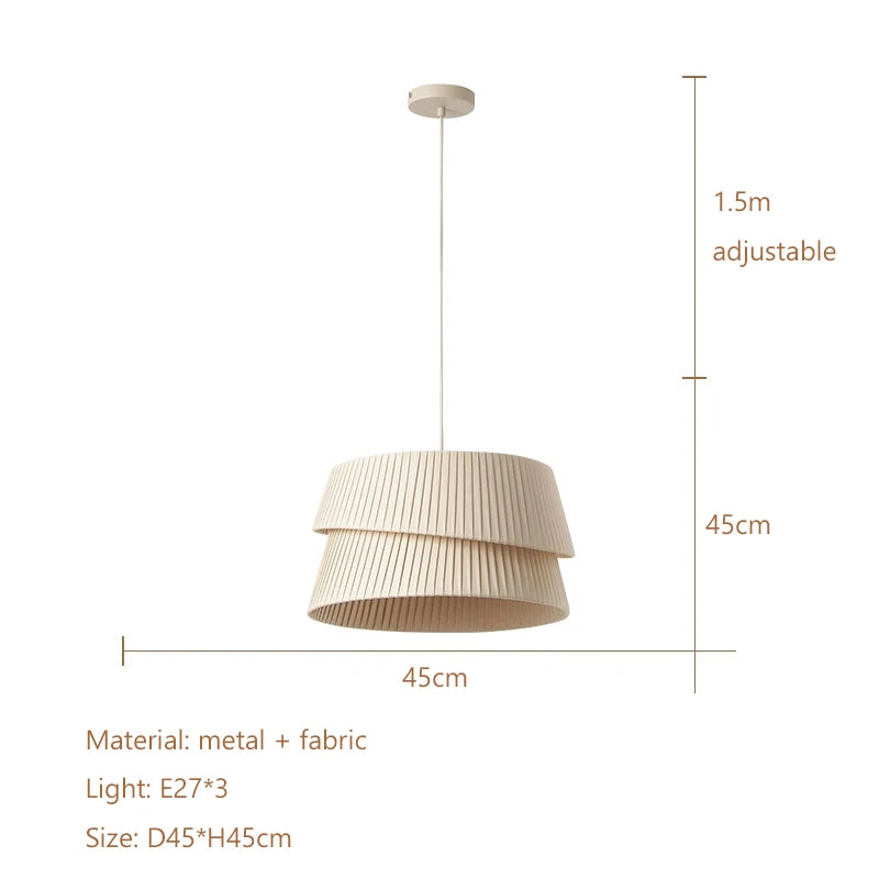 Nordic Minimalist Iron Pendant Light with Fabric Shade