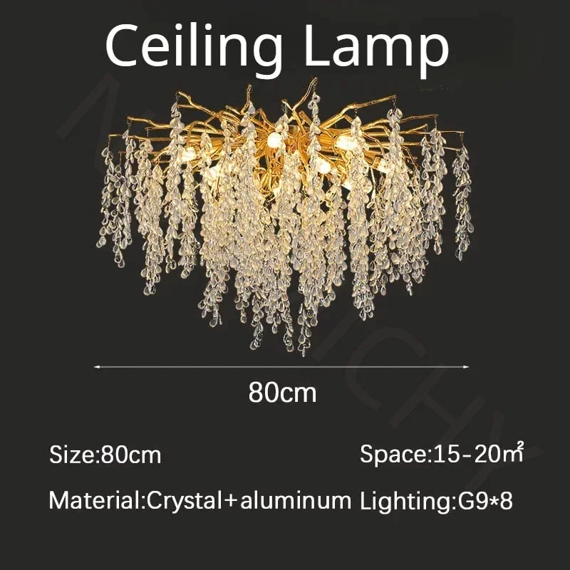 Branch-Shaped Modern Crystal LED Chandelier Pendant Light