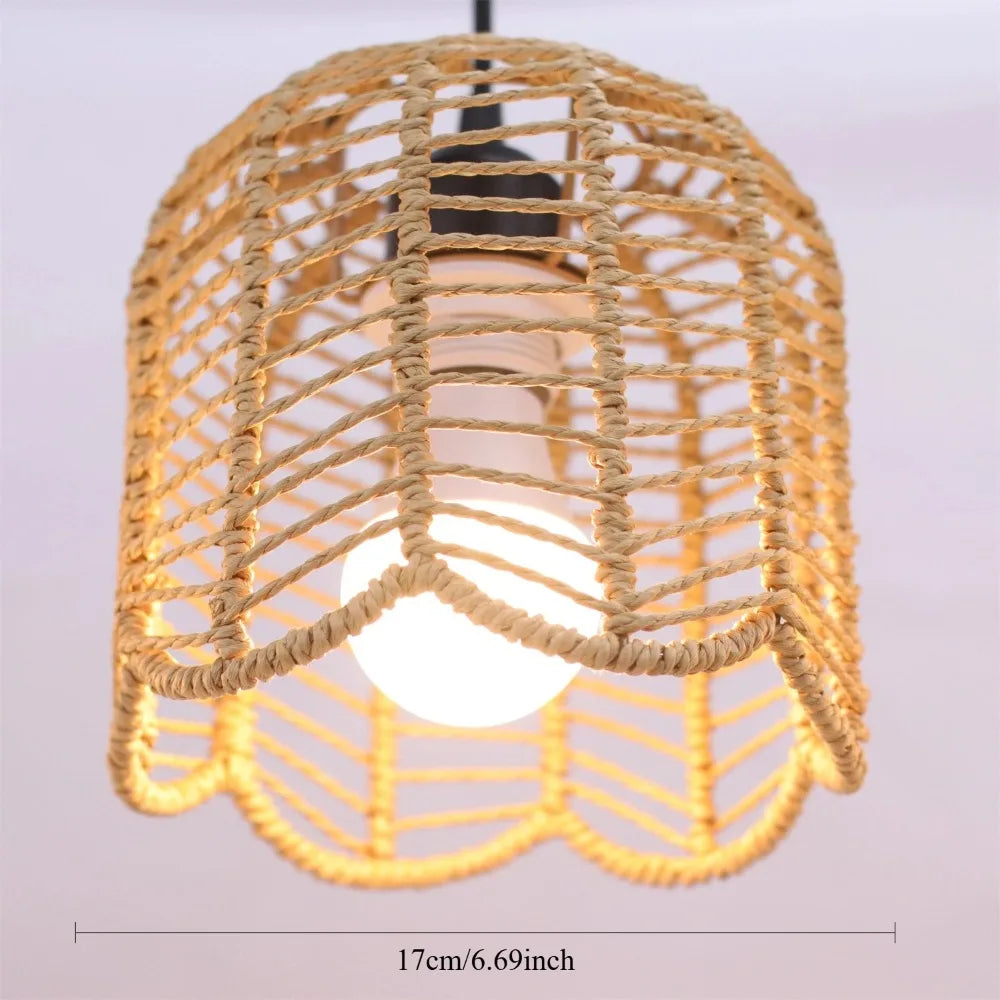 Bohemian Rattan Pendant Light 3-Lamp Hanging