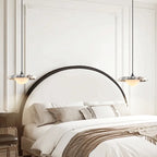 Luxury Veined Marble Saucer Pendant Light with Glowing Dome for Bedroom