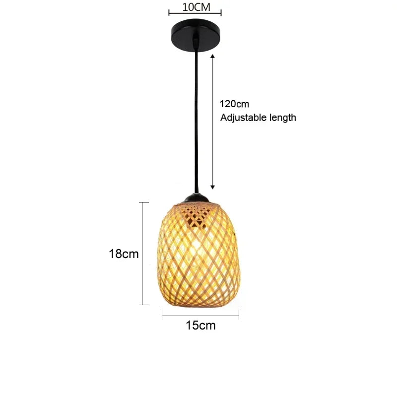 Bohemian Bamboo Rattan Pendant Light Woven