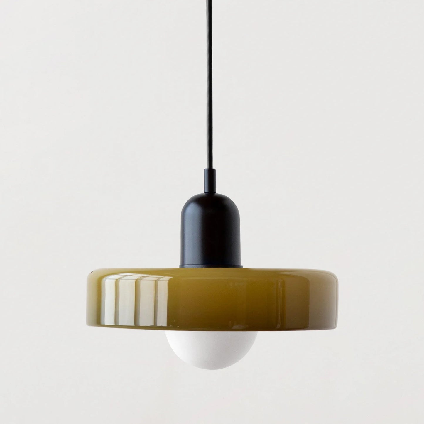 Nordic Glass Pendant Light with Colored Metal Shade