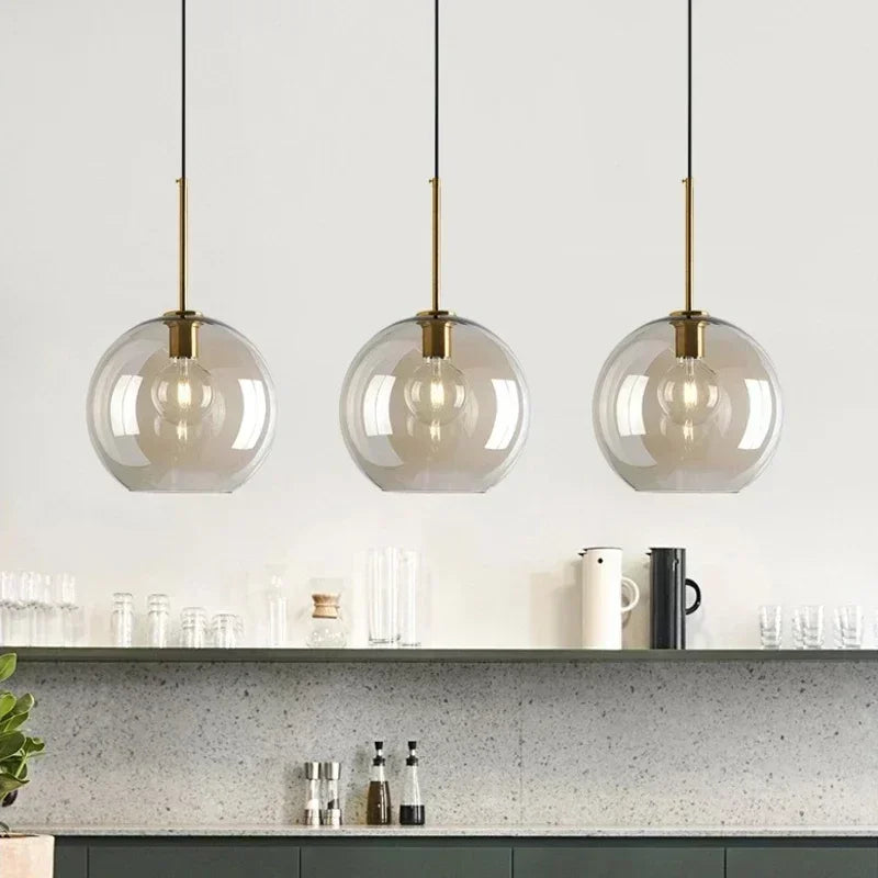 Nordic Glass Pendant Light Cognac for Dining Room