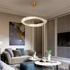 Luxury Crystal Twist Ring Chandelier in Gold for Dining Room