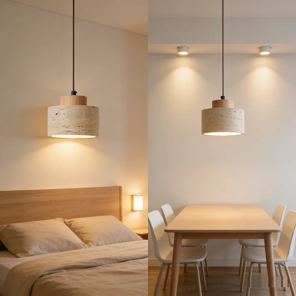 Japanese style Chandelier High Quality Stone Pendant Light Travertine Suspension Ceiling LED Hanging Lamp Kithcen Island Living