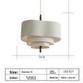 Japanese Cream Fabric Layered Drum Pendant Light for Dining Room