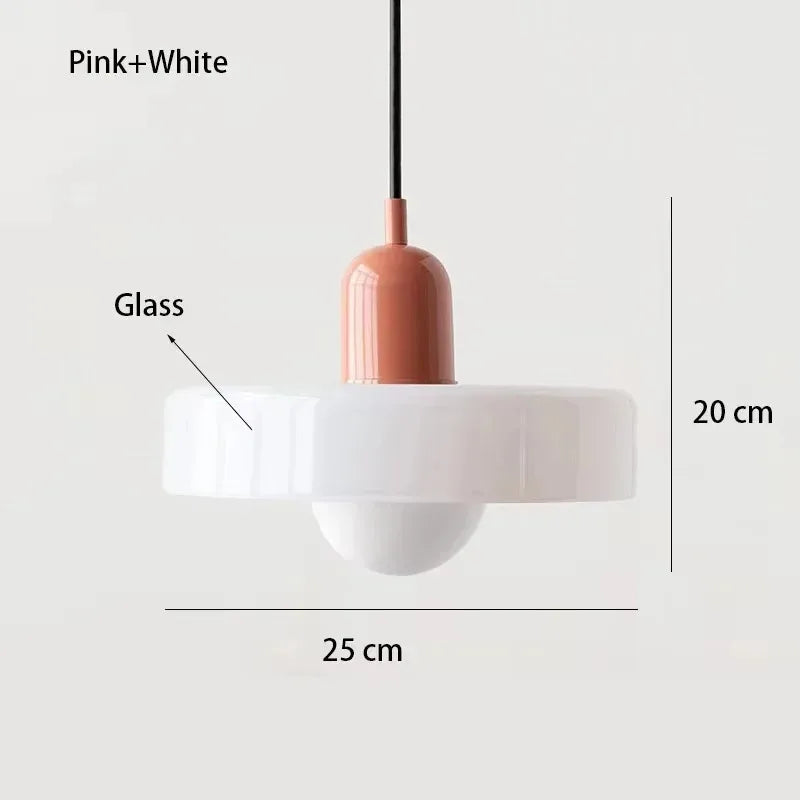 Retro Two Tone Glass Mushroom Pendant Light for Cafe and Dining Room
