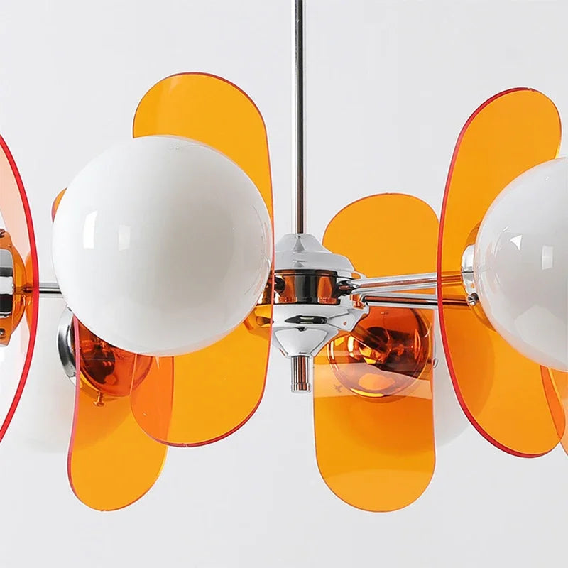 Retro Glass Pendant Light with Amber Accents