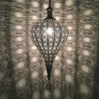Moroccan Pierced Metal Teardrop Pendant Light for Dining Room and Hallway