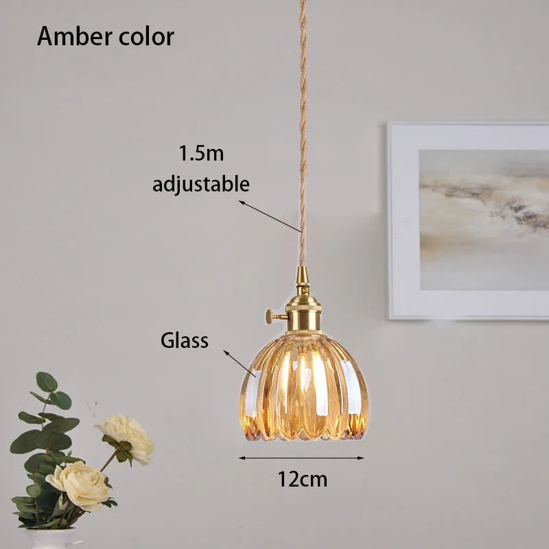 Lámpara colgante de cristal retro moderna con diseño de cuerda trenzada