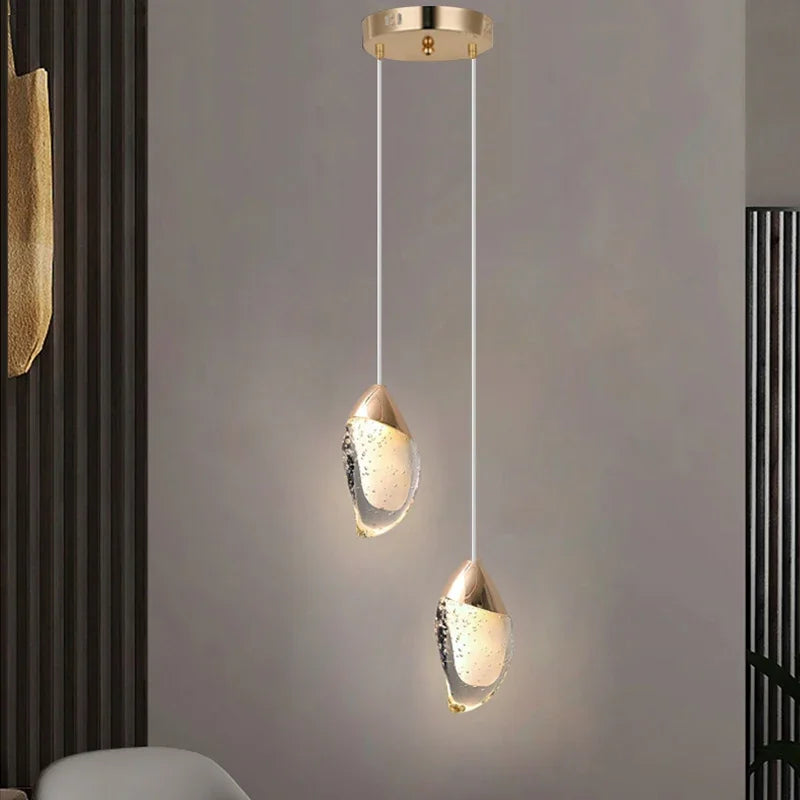Crystal Glass Pendant Light for Bedroom & Dining
