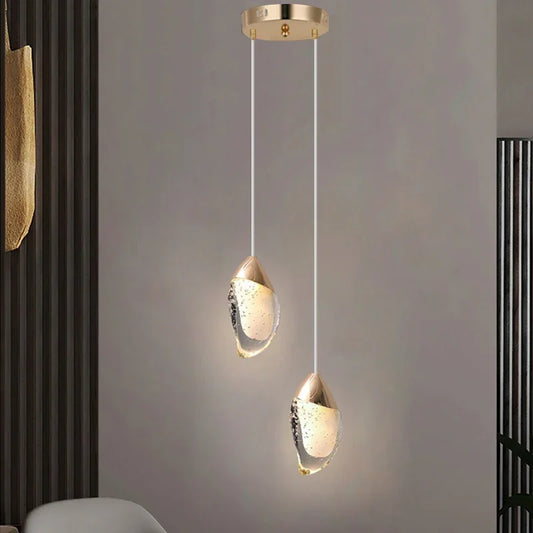 Crystal Glass Pendant Light for Bedroom & Dining