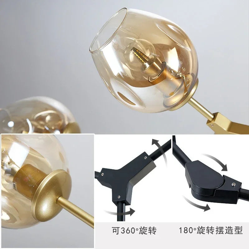 Modern Glass Pendant Light - 6 Bulb Hanging Lamp
