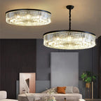 Modern Glass Chandelier LED Ceiling Light Black Gold