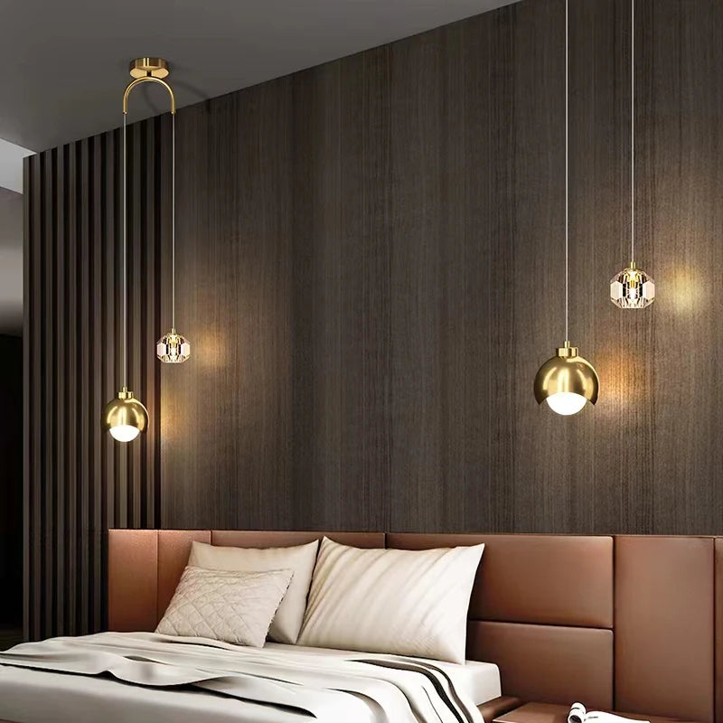 Nordic Minimalist Crystal Glass Pendant Light Bedroom