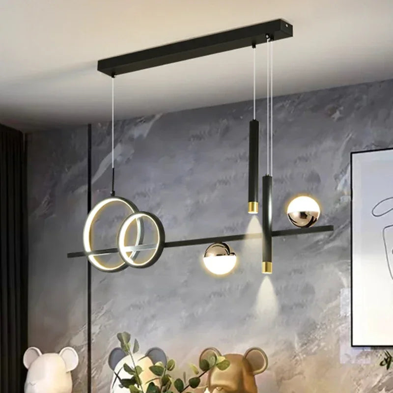 Lámpara Colgante Minimalista de Hierro con Detalles de Latón