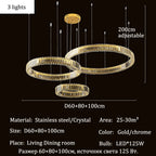 Luxury Crystal Ring Ceiling Pendant Chandelier Lights Dining Table Light Żyrandol Modern Chandeliers for Living Room Home Decor