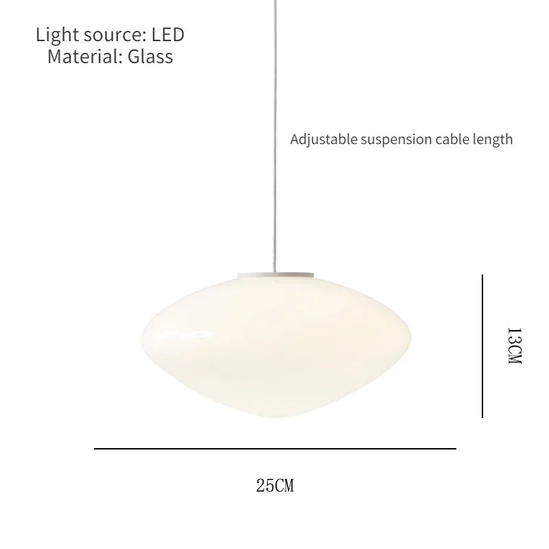 Danish Designer Opal Glass Teardrop Pendant Light for Dining Table