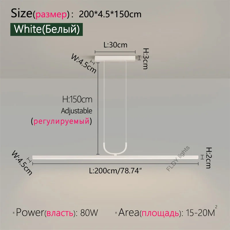 Minimalist Iron Pendant Light - Linear Hanging Lamp