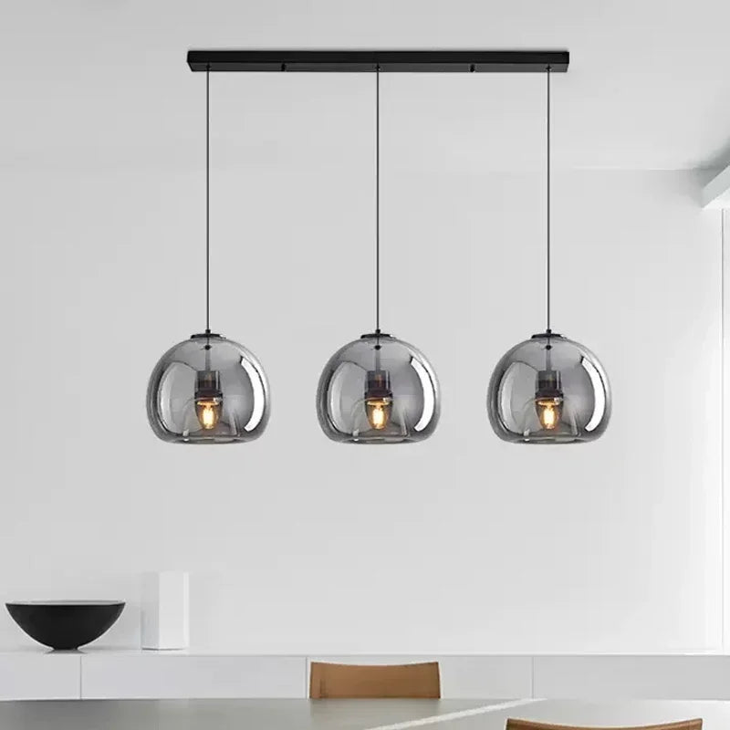 Nordic Glass Pendant Light with Iron Finish