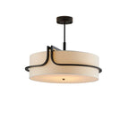 Modern Fabric Drum Chandelier with Black Curved Frame for Dining Room