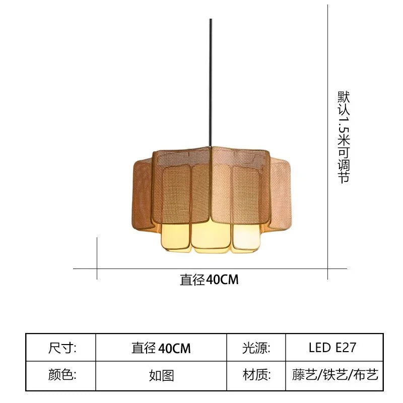 Bohemian Rattan Pendant Light for Dining Room