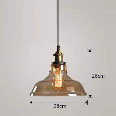 Industrial Clear Glass Pendant Light with Antique Brass Fitting for Bar